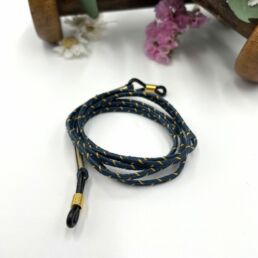 cordon de lunettes simple de couleur bleu marine et or pour homme - Rémy - Made by bobine