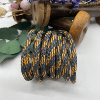 lacets ronds zack de couleurs jaune et gris foncé, anthracite fin de production