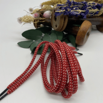 lacets coton rouge mbb embouts noirs upcyclé à partir des fins de production de SCF