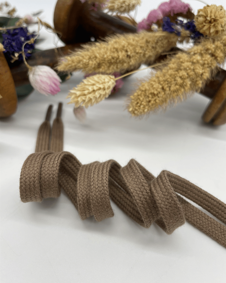 lacets plats marron en coton biologique pour Timberland